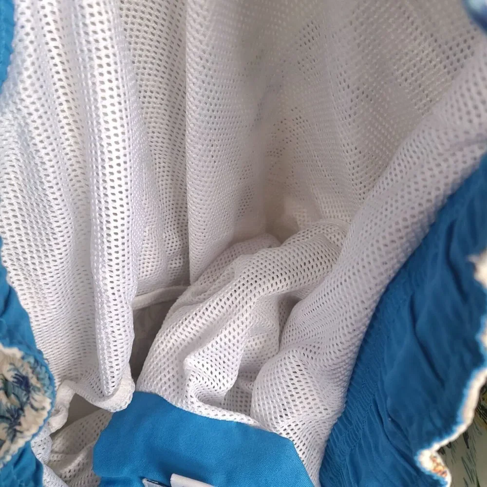 Croft &‎ Barrow Swim Trunks Mens Large White Hawaiian Floral Sailboat Palm Lined